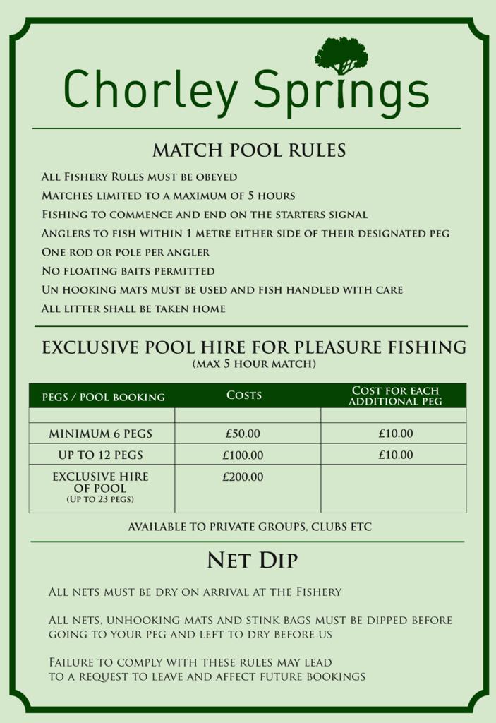 Match Fishing Rules & Prices